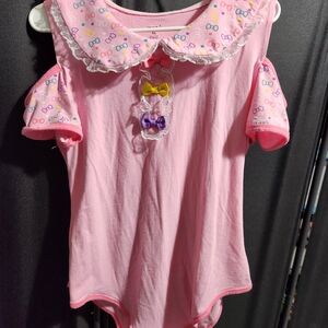 Pink Ruffled Collar Bodysuit with Bows